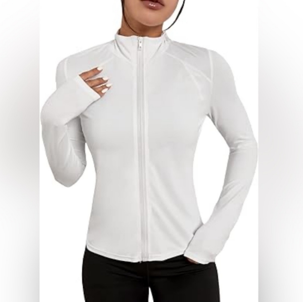 Yogalicious Lux Rebel Flare Full Zip Active wear Jacket Gardenia Small 🆕